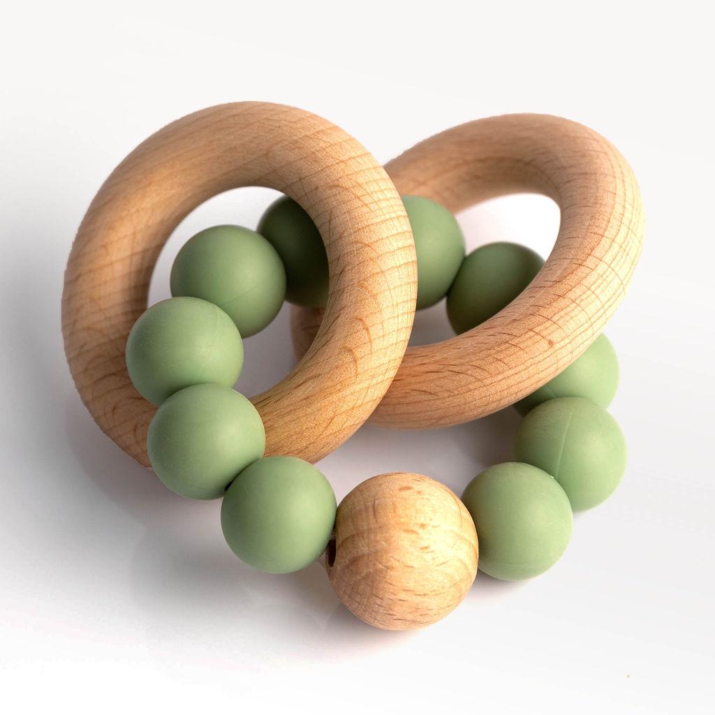 Wooden Ring Teether Green