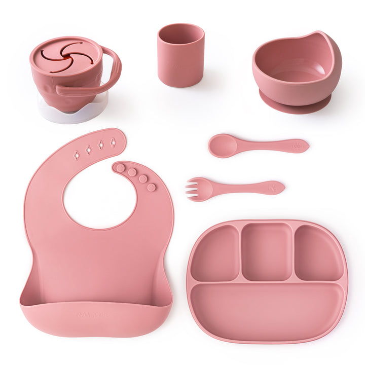 Silicone Baby Weaning Set Soft Rose