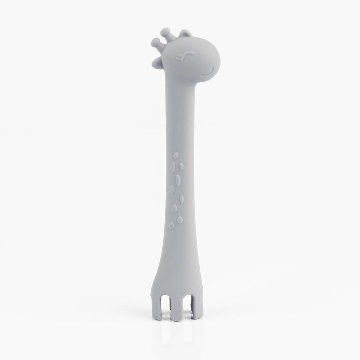 2 in 1 Giraffe Silicone Spoon and Fork Smokey