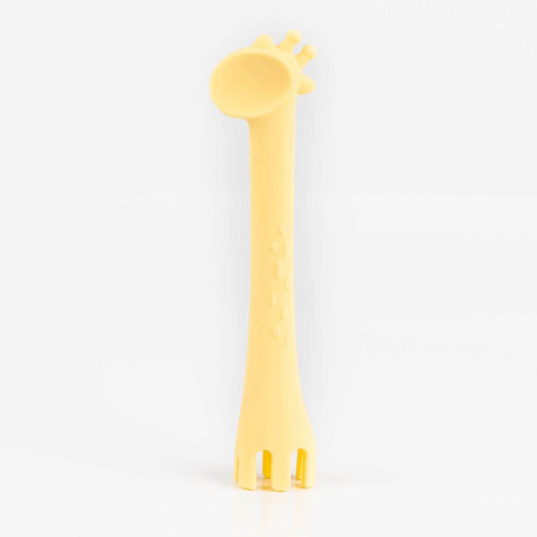 2 in 1 Giraffe Silicone Spoon and Fork