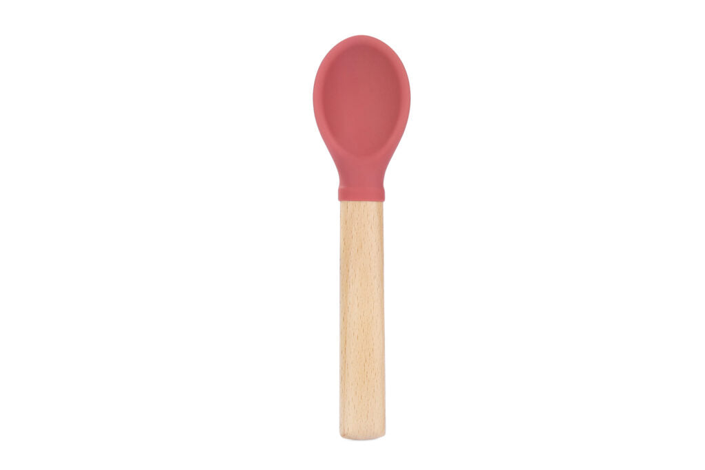 Wooden Handle Fork and Spoon Set Burgundy