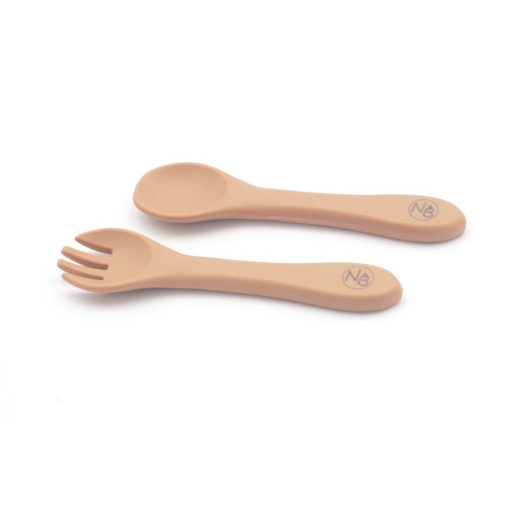 Silicone Fork & Spoon Set Start4life Peach